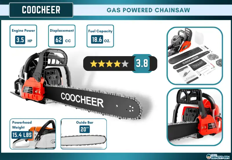COOCHEER Gas Powered Chainsaw – Best for Milling Slabs
