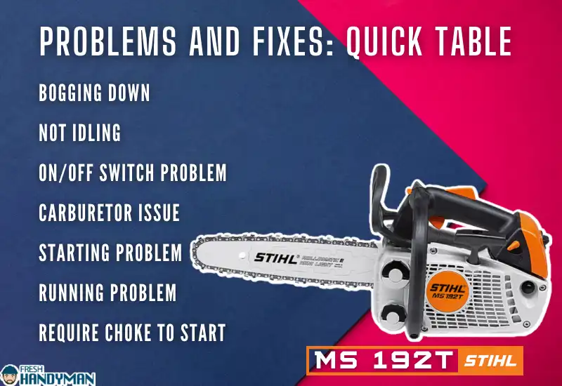 Stihl MS 192 T Problems And Fixes_ Quick Table