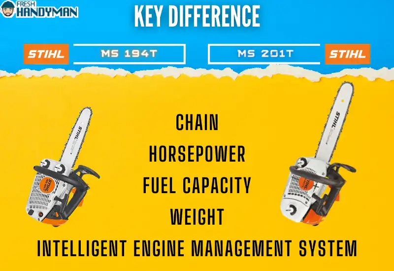 Stihl MS 194 T and 201 T key difference