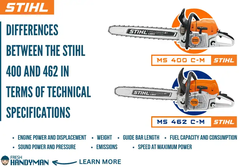 Differences Between the Stihl 400 and 462 in Terms of Technical Specifications