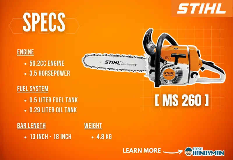 Specifications of the Stihl 260