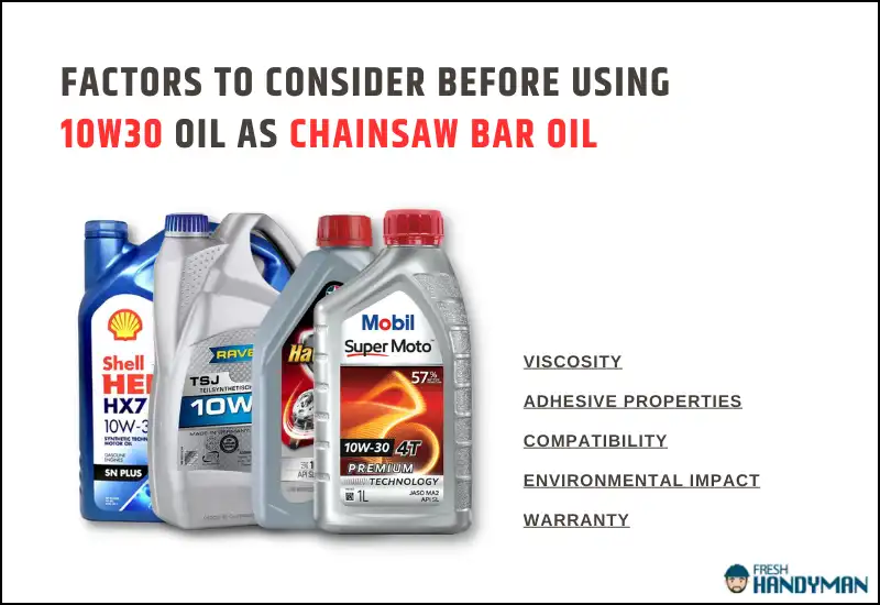 Factors to Consider Before Using 10w30 Oil as Chainsaw Bar Oil