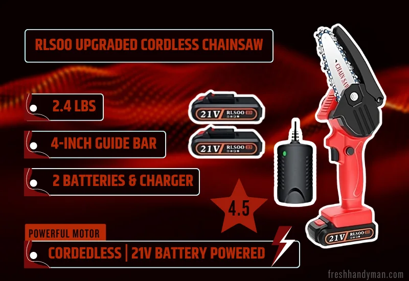 rlsoo 4-inch battery powered cordless chainsaw