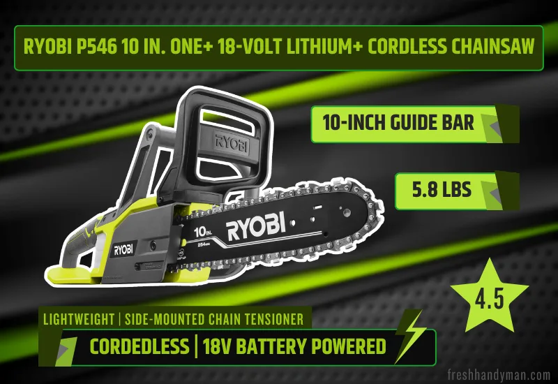 ryobi p546 lightweight cordless chainsaw