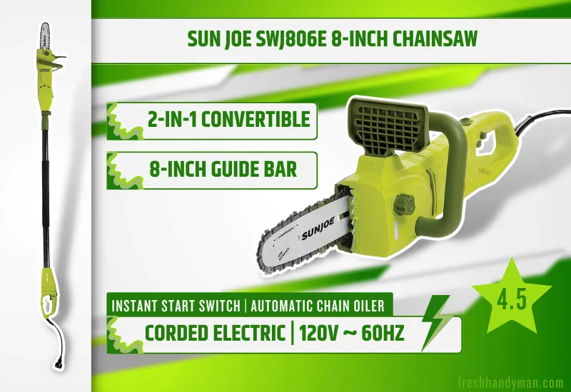 sun joe swj806e mini electric chainsaw